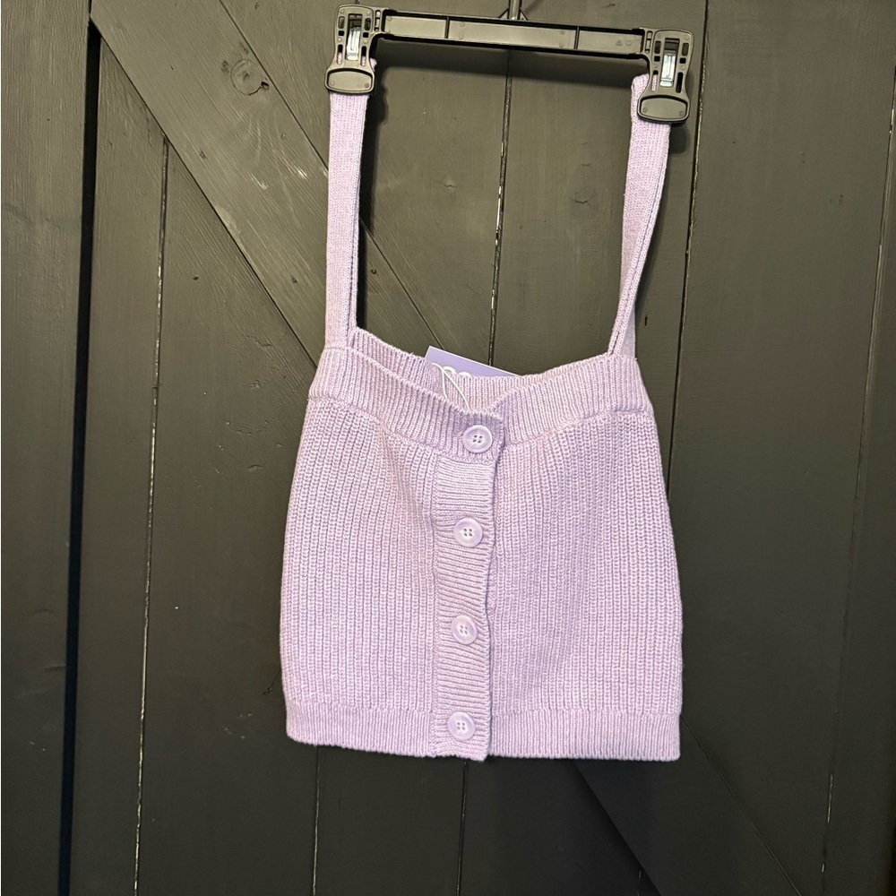 Lavender Knit Button-Up Tank Top